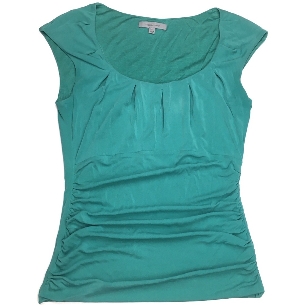 Teal dressy silk blend top -S- Classiques Entier